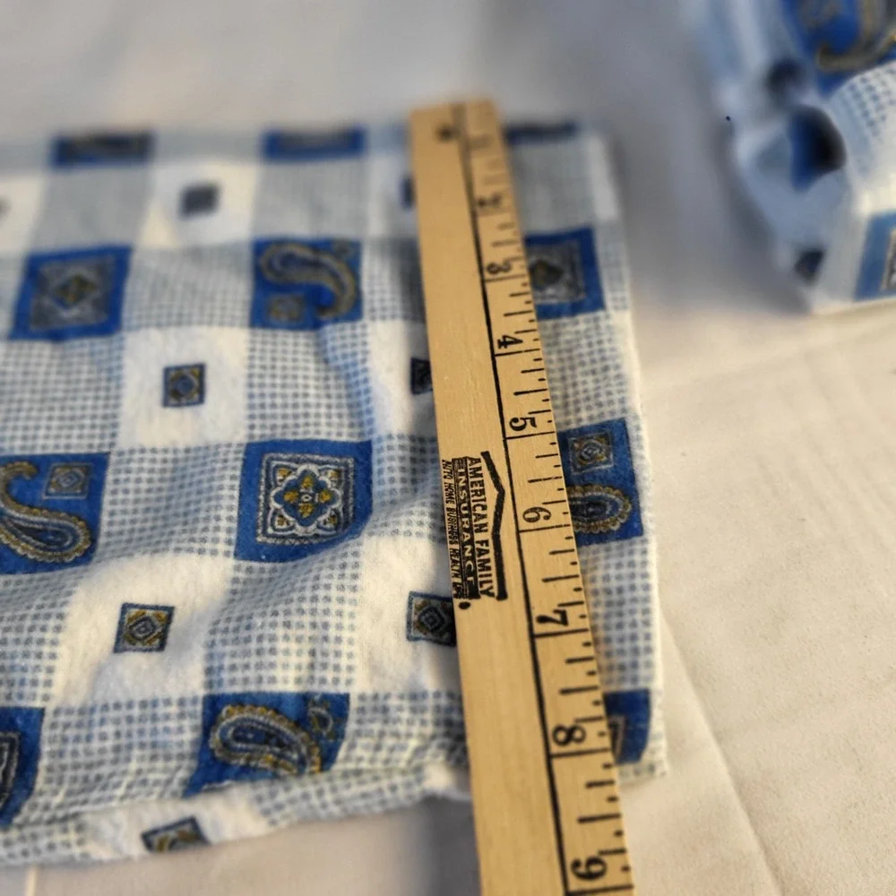 Towncraft Men's S Pajamas Penney's Sanforized Cotton Flannel Blue Plaid Paisley